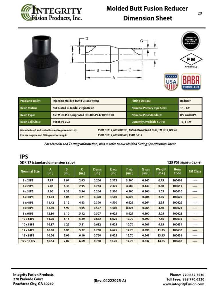 Molded Butt Fusion Reducer Specs | PDF | Pipe (Fluid Conveyance) | Home ...