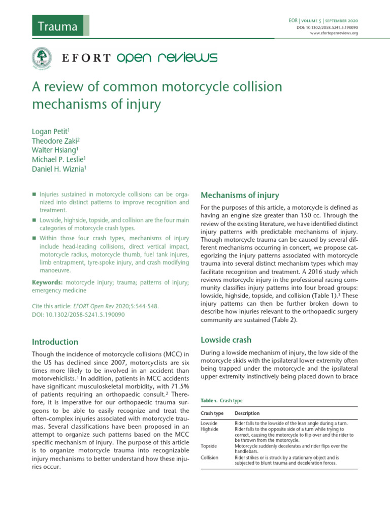 Motorcycle Collision Injury Patterns | PDF | Traumatic Brain Injury ...