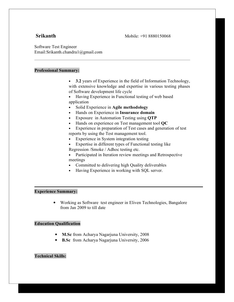 Software Test Engineer Profile: Srikanth | PDF | Agile Software ...