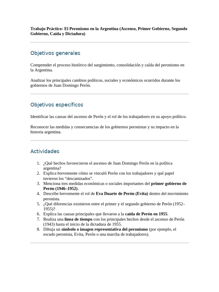 Historia del Peronismo en Argentina | PDF