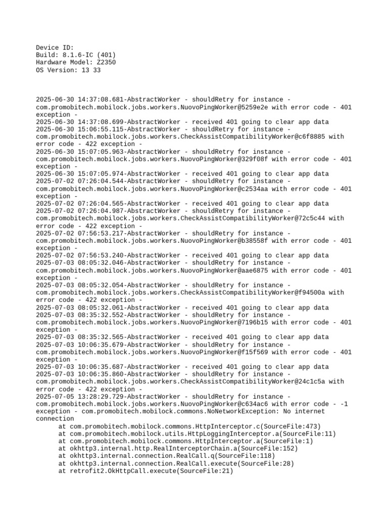 Mobile App Error Log Analysis | PDF | Java (Programming Language ...