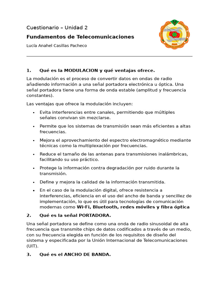 Fundamentos de Modulación en Telecomunicaciones | PDF | Hertz ...