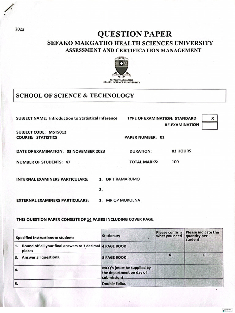 Final Exam Question Paper | PDF