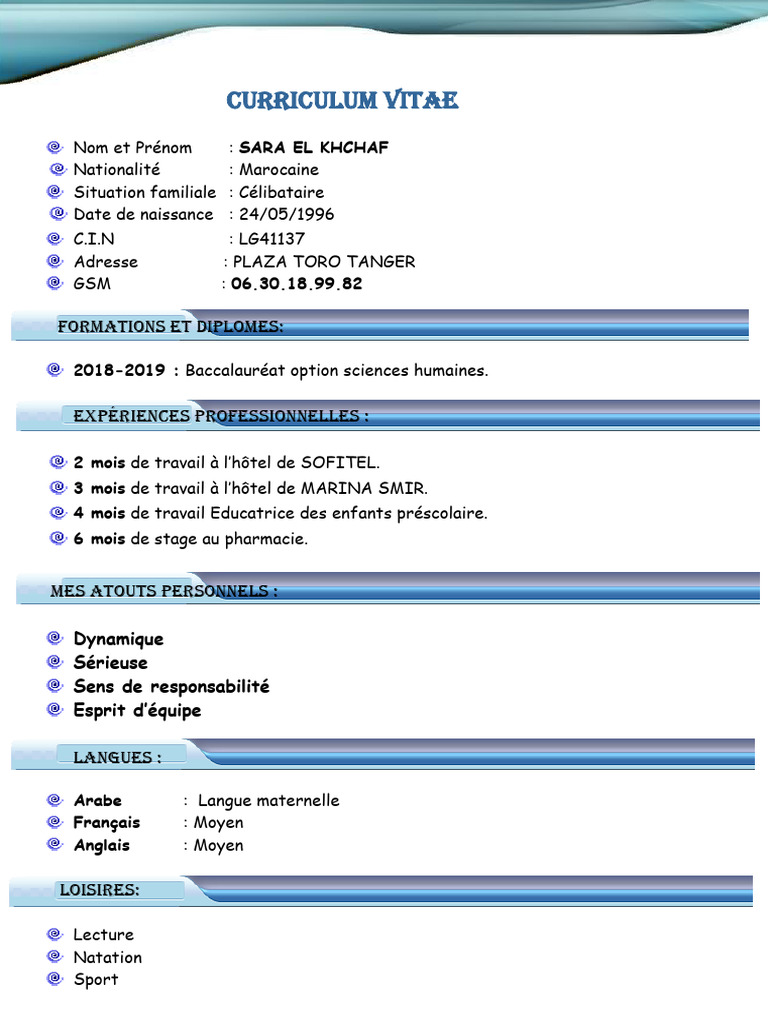 CV El Khchaf Sara | PDF