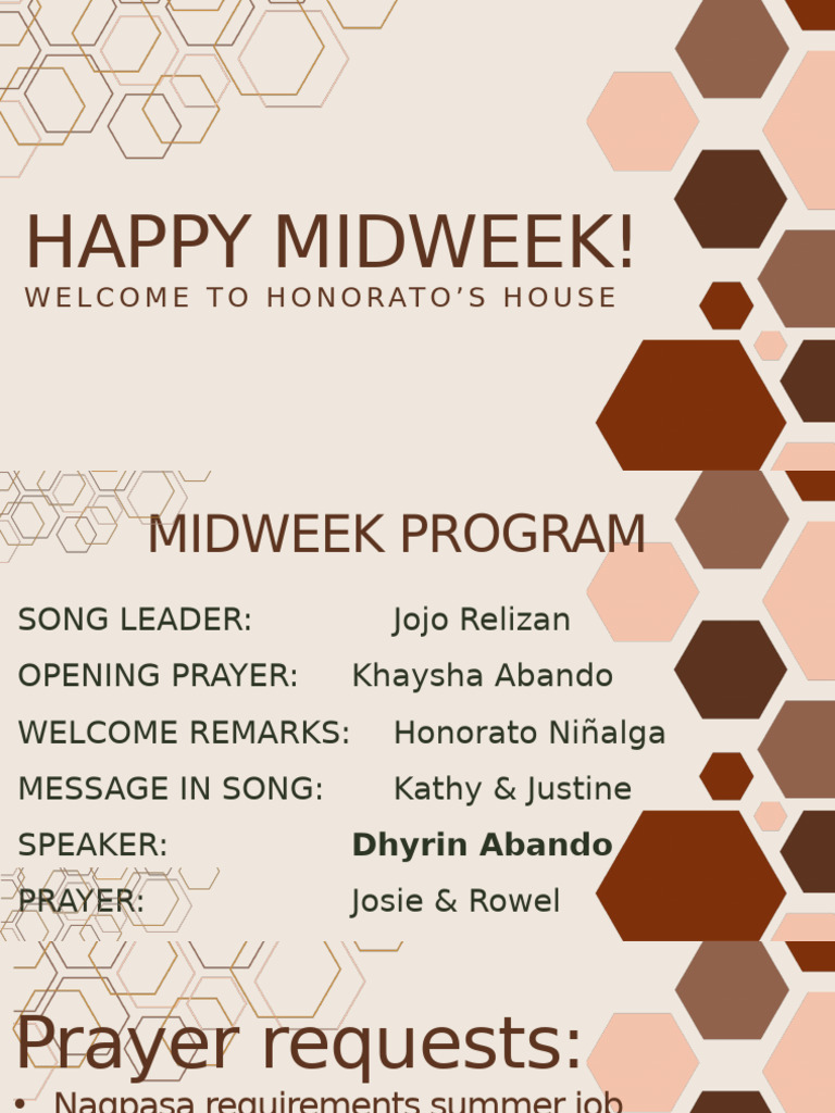 Honorato's House Midweek Program | PDF