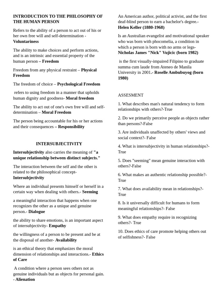 Philosophy of the Human Person Explained | PDF | Society | Suffering