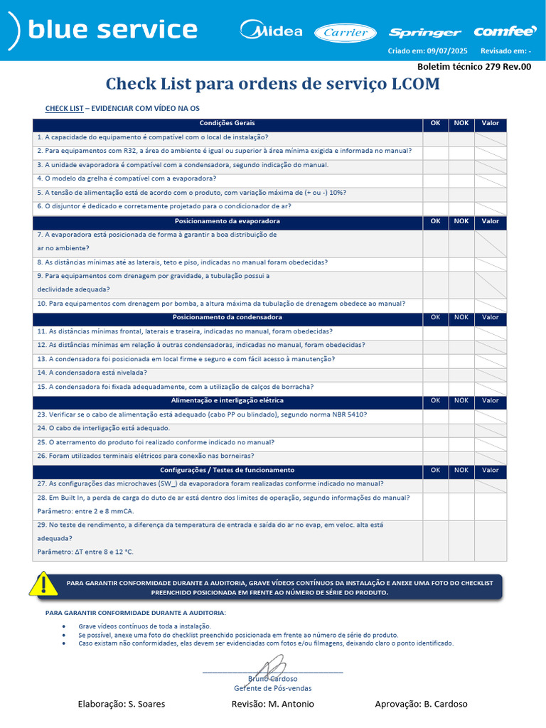 Check List para Instalação de LCOM | PDF
