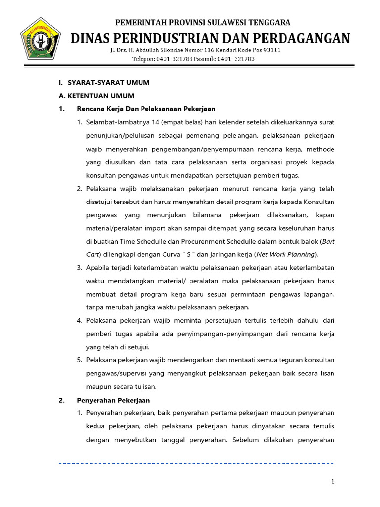 RKS Rehab Gedung Perindag Fix | PDF
