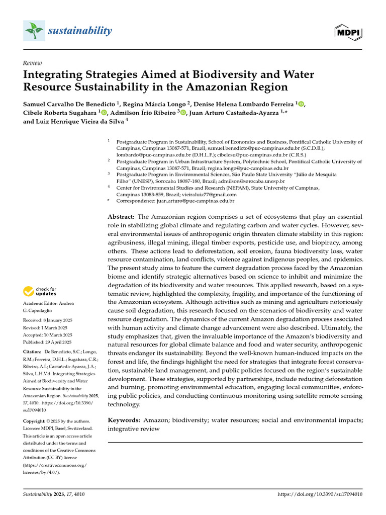 Biodiversity and Water Sustainability in the Amazon | PDF | Amazon ...