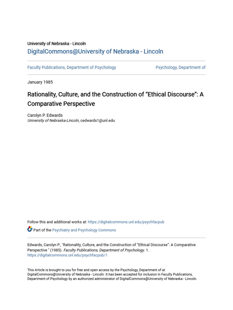 Rationality, Culture, and The Construction of 