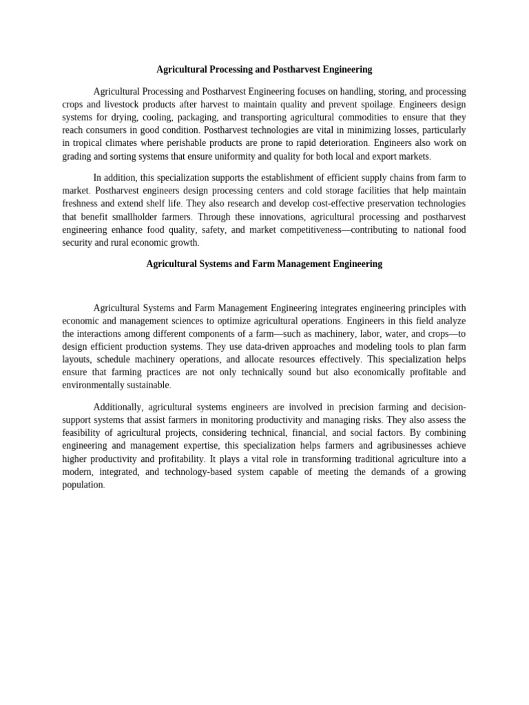 Agricultural Processing & Farm Management | PDF | Agriculture | Postharvest