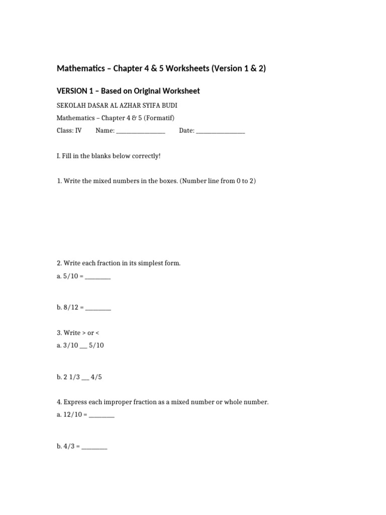 Math Worksheets for Chapters 4 & 5 | PDF | Mathematics