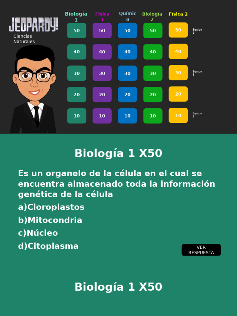 JEOPARDY Ciecias 2 | PDF | Química | Biología Celular)