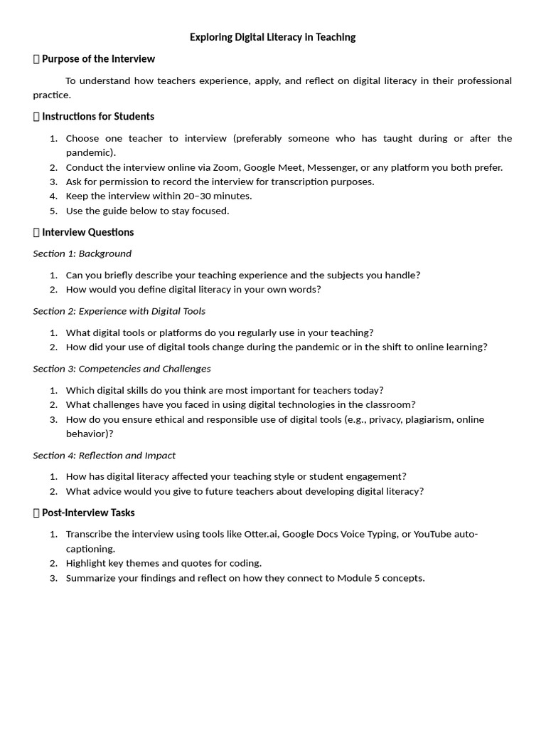 Exploring Digital Literacy in Teaching | PDF