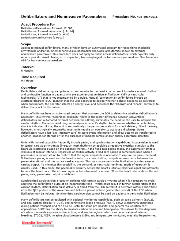 Defibrillator and Pacemaker Inspection Guide | PDF ...
