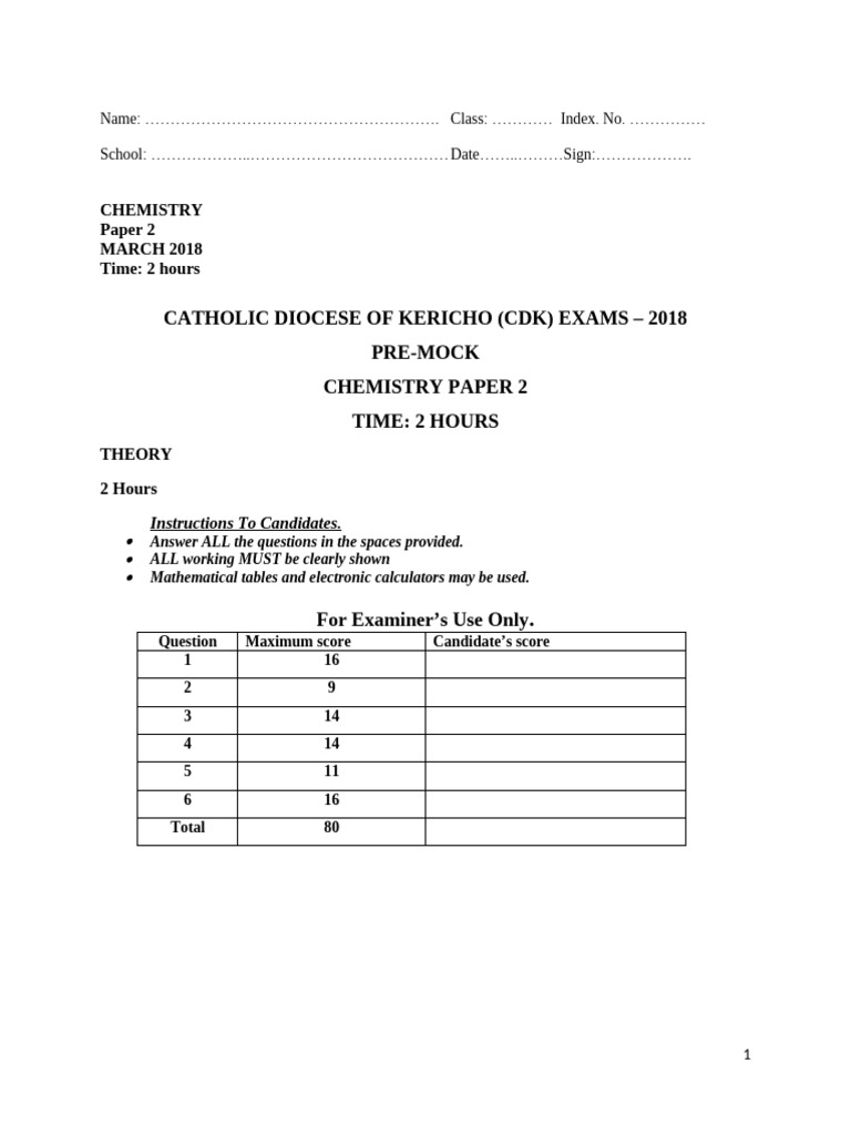 2018 CDK Chemistry Paper 2 Exam | PDF | Combustion | Enthalpy