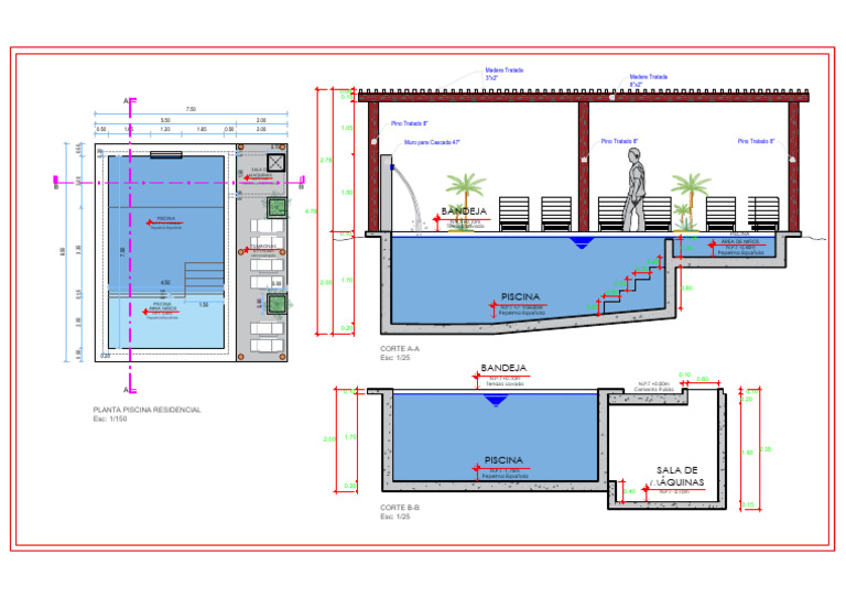 Diseño de Piscina Residencial y Áreas | PDF