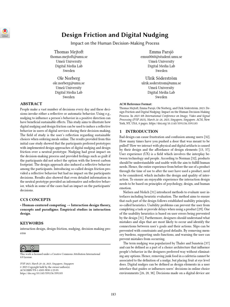Design Friction & Digital Nudging Effects | PDF | Usability | Decision ...