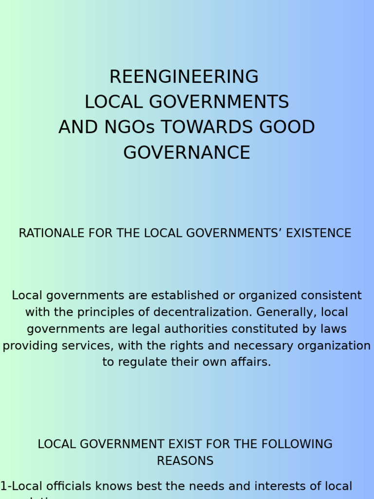 Local Governments and NGOs for Good Governance | PDF | Governance | Non ...