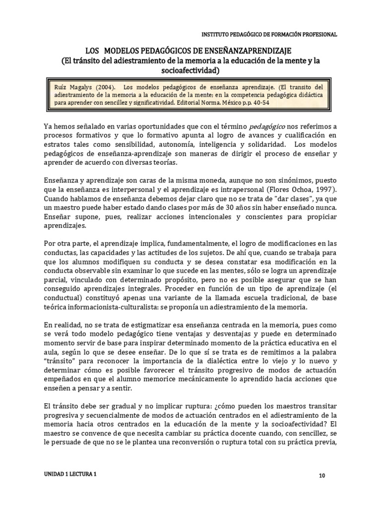Los Modelos Pedagógicos de La Enseñanza Aprendizaje | PDF | Aprendizaje ...