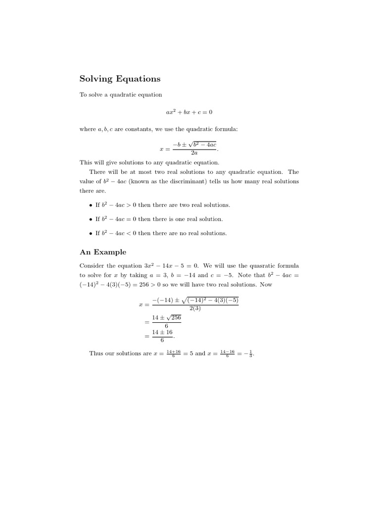 Solving Equations | PDF