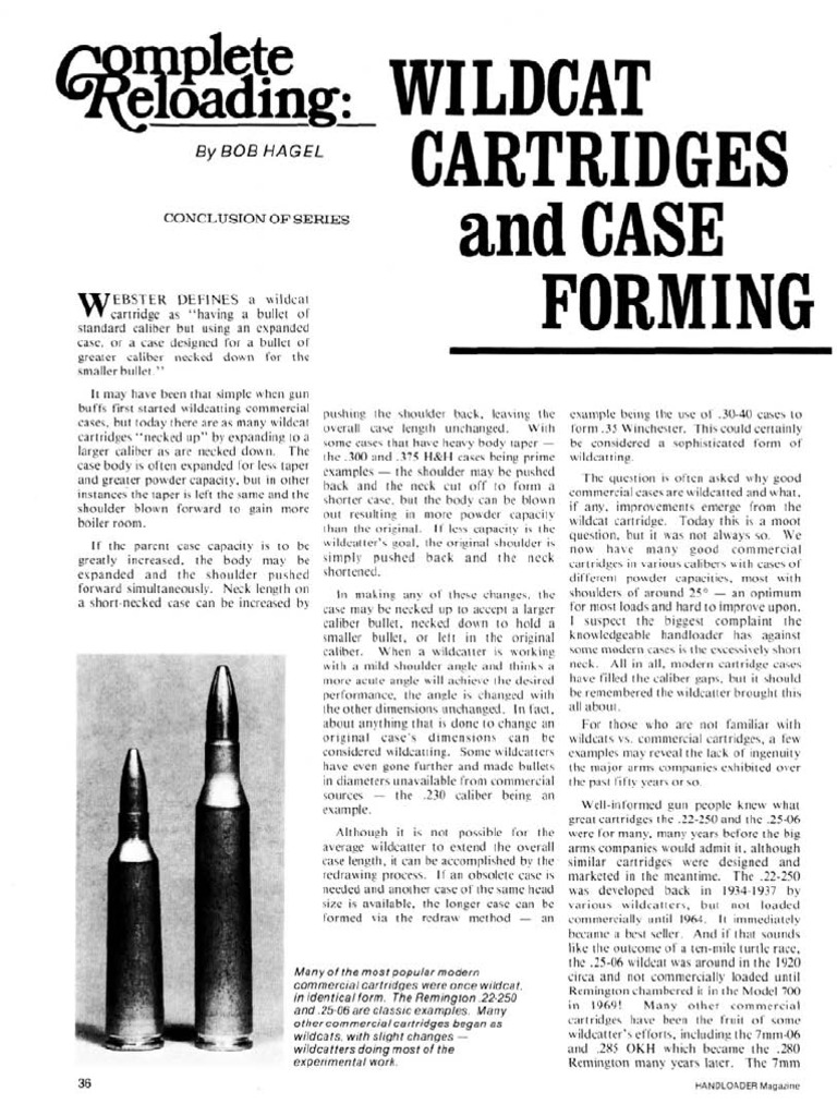 Wildcat Cartridges and Case Forming PDF Cartridge (Firearms