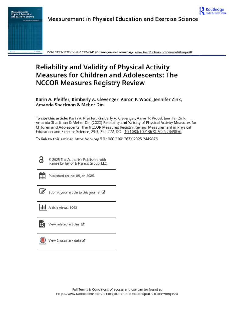 Validity of Youth Physical Activity Measures | PDF | Validity ...