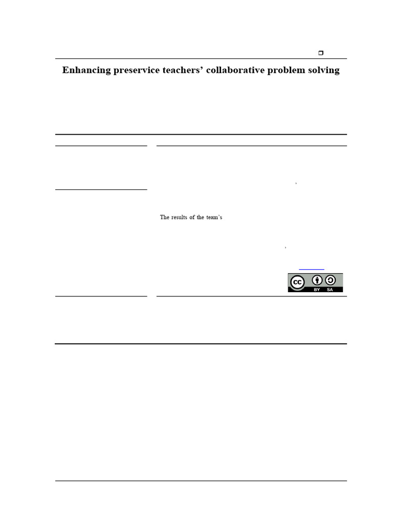 Enhancing CPS in Preservice Teachers via STEM | PDF | Learning ...