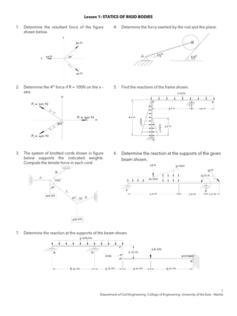 Statics of Rigid Bodies Problems | PDF | Chess | Mechanical Engineering