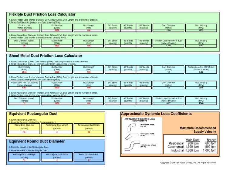 Air Duct Calculator PDF Duct (Flow) Inch