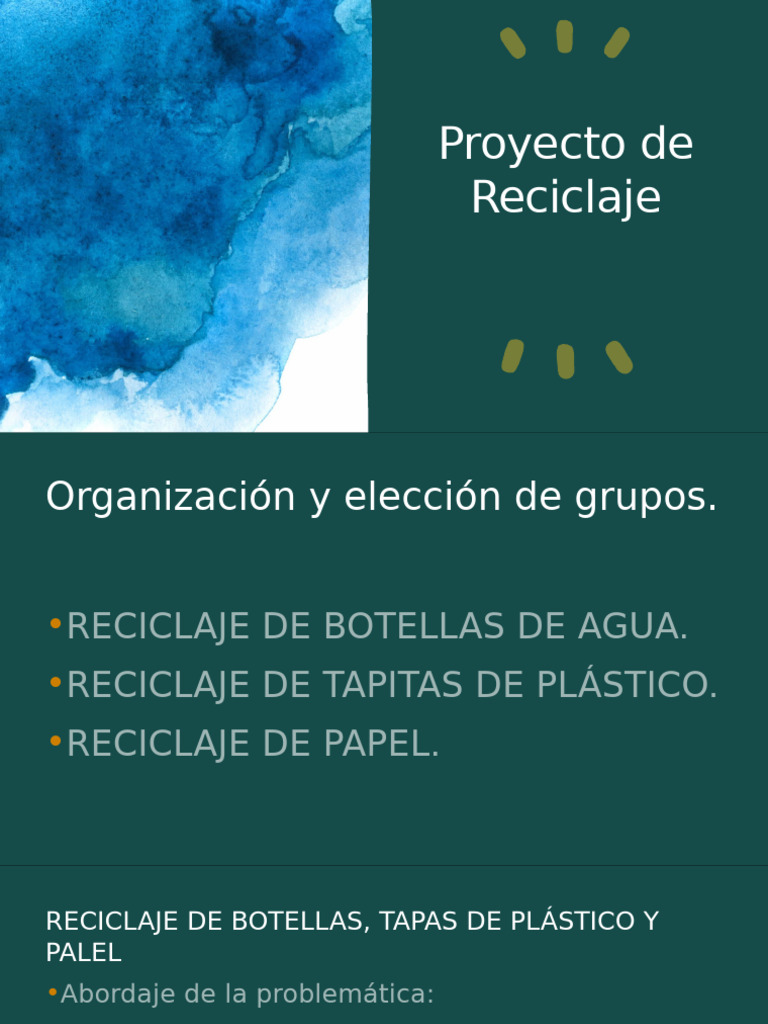 Proyecto de Reciclaje Escolar Integral | PDF | Reciclaje | El plastico