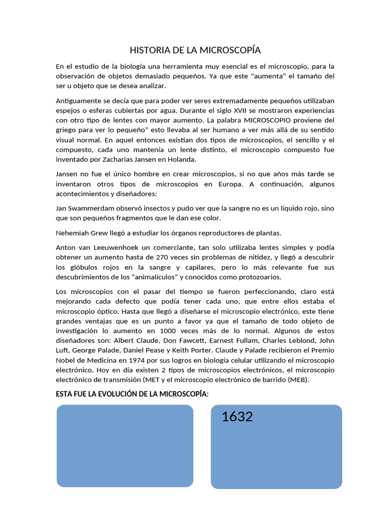 Evolución de la Microscopía a lo Largo del Tiempo | PDF | Microscopio ...