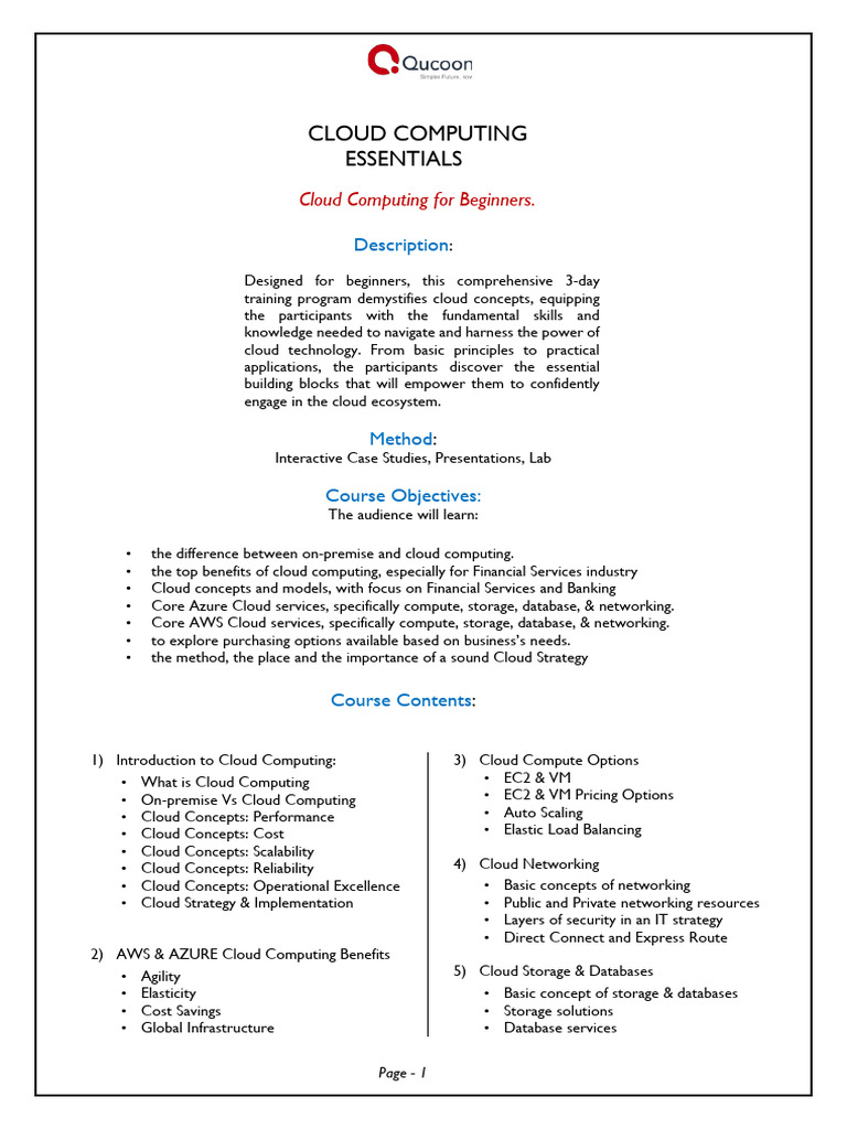 Cloud Computing Essentials Training | PDF | Cloud Computing | Amazon ...