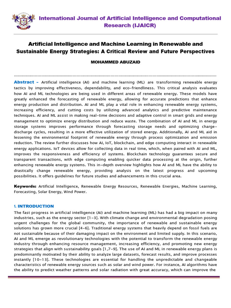 AI & ML in Renewable Energy Strategies | PDF | Machine Learning ...