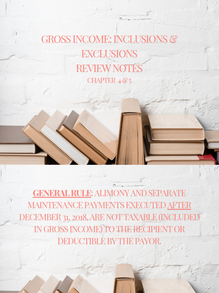 Gross Income Inclusions and Exclusions Guide | PDF | Payments | Alimony