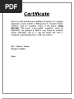 Certificate: Mr. Gaurav Arora (Project Guide)