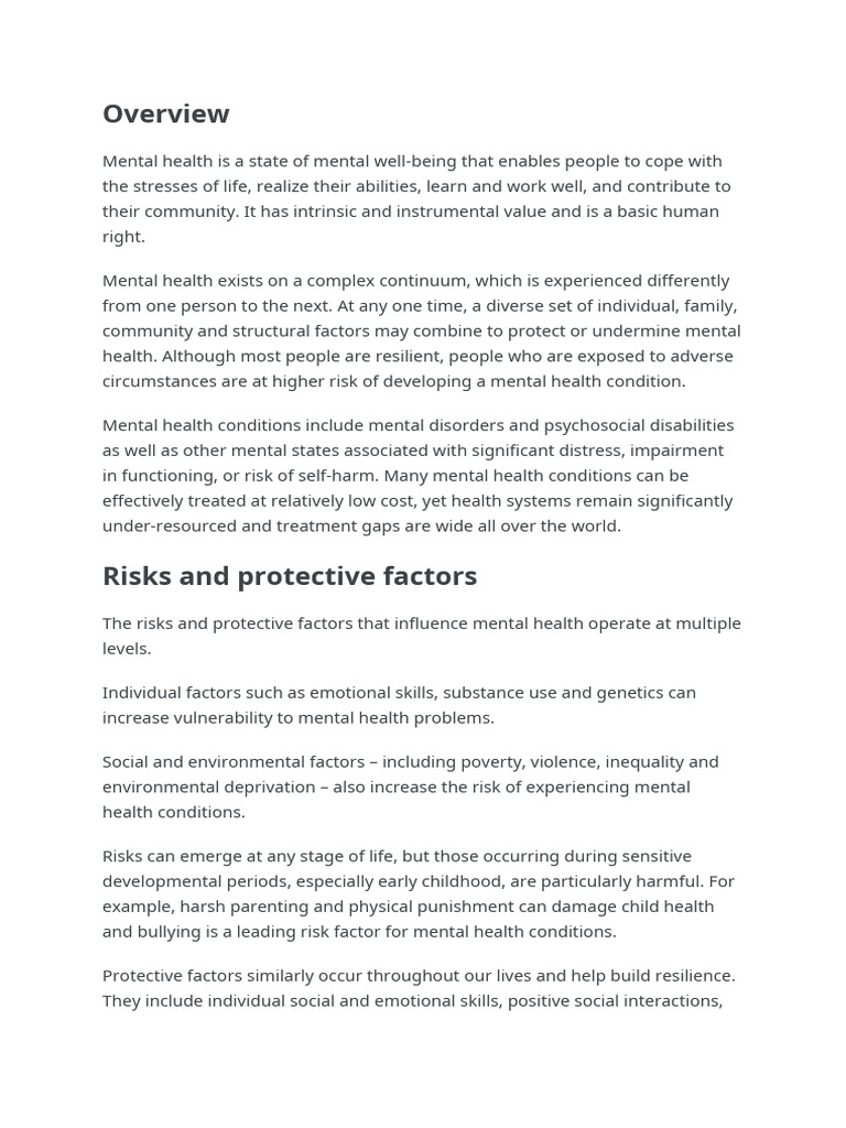 Understanding Mental Health Factors | PDF | Mental Health | Mental Disorder