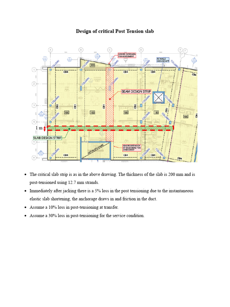 Design of Critical Post Tension Slab | PDF | Prestressed Concrete ...