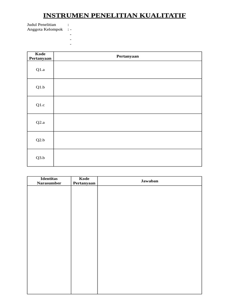 Instrumen Penelitian Kualitatif | PDF