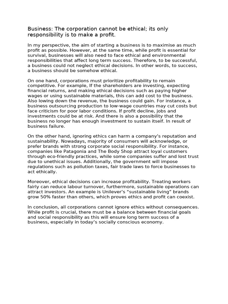 Business 300 Words Response | PDF