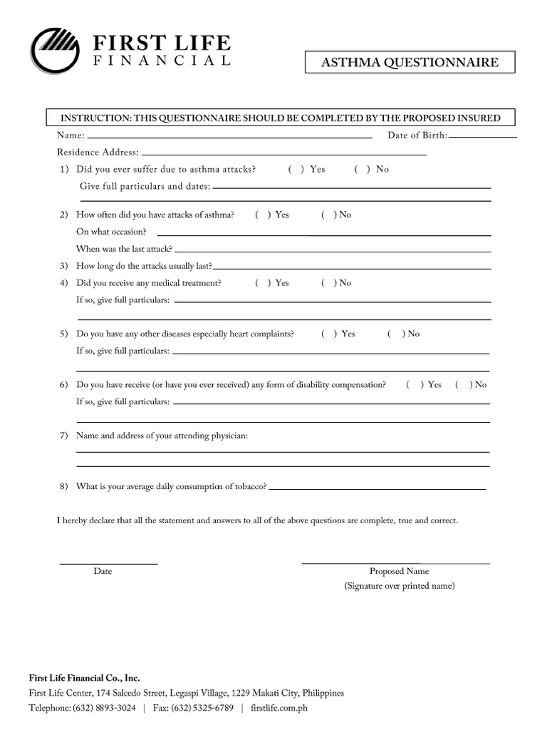 Asthma Questionnaire | PDF