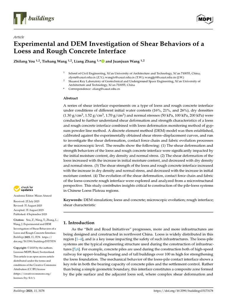 Shear Behaviors of Loess-Concrete Interface | PDF | Strength Of ...