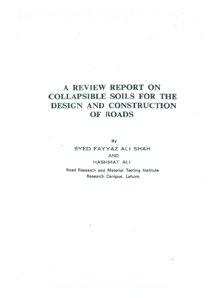A Review Report On Collapsible Soils For The Design&Const of Roads | PDF