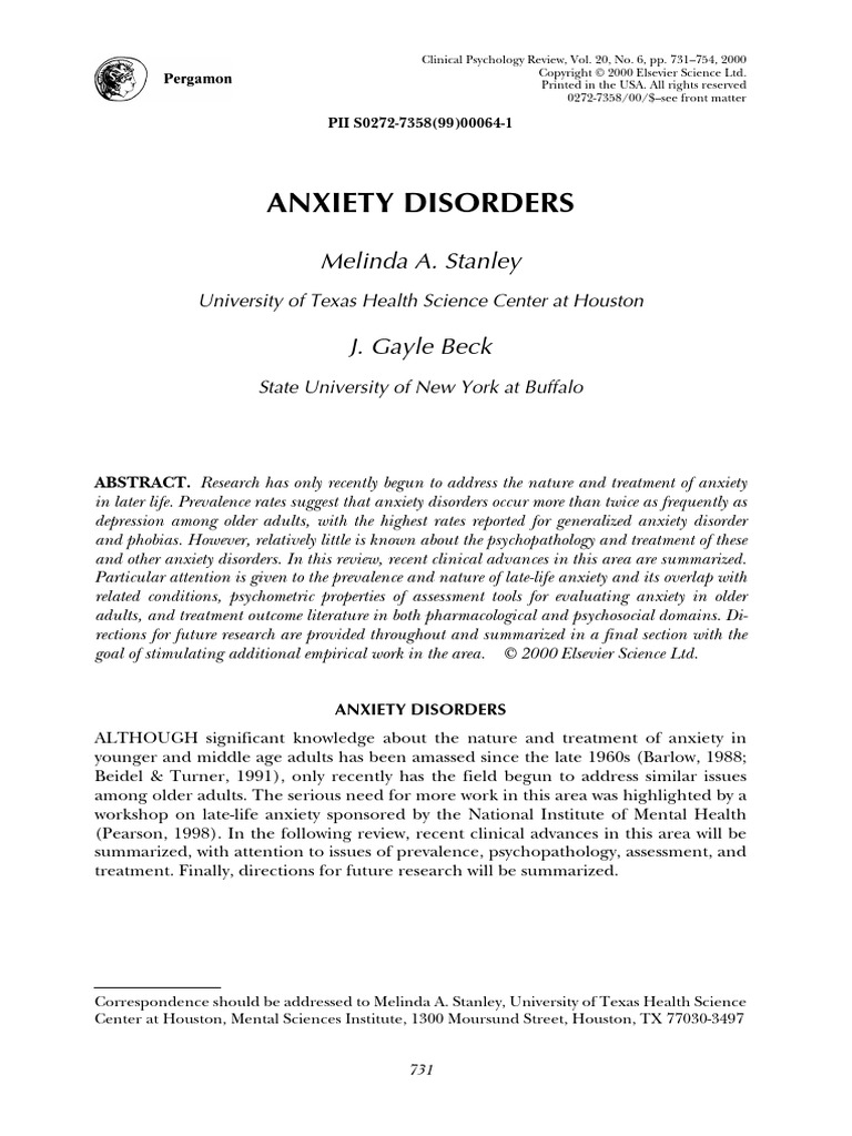 Late-Life Anxiety Disorders Overview | PDF | Mental Disorder | Anxiety