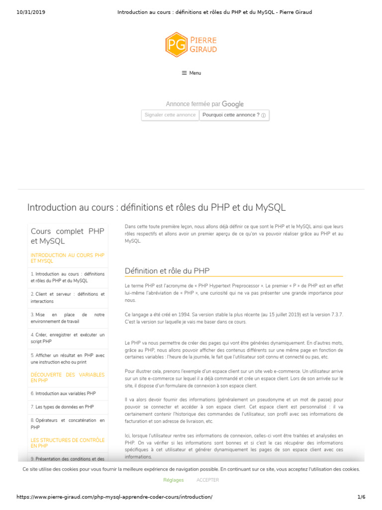 Introduction au PHP et MySQL | PDF | PHP | MySQL
