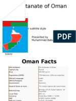 The Sultanate of Oman: Click To Edit Master Subtitle Style Presented by Muhammad Babur Farrukh
