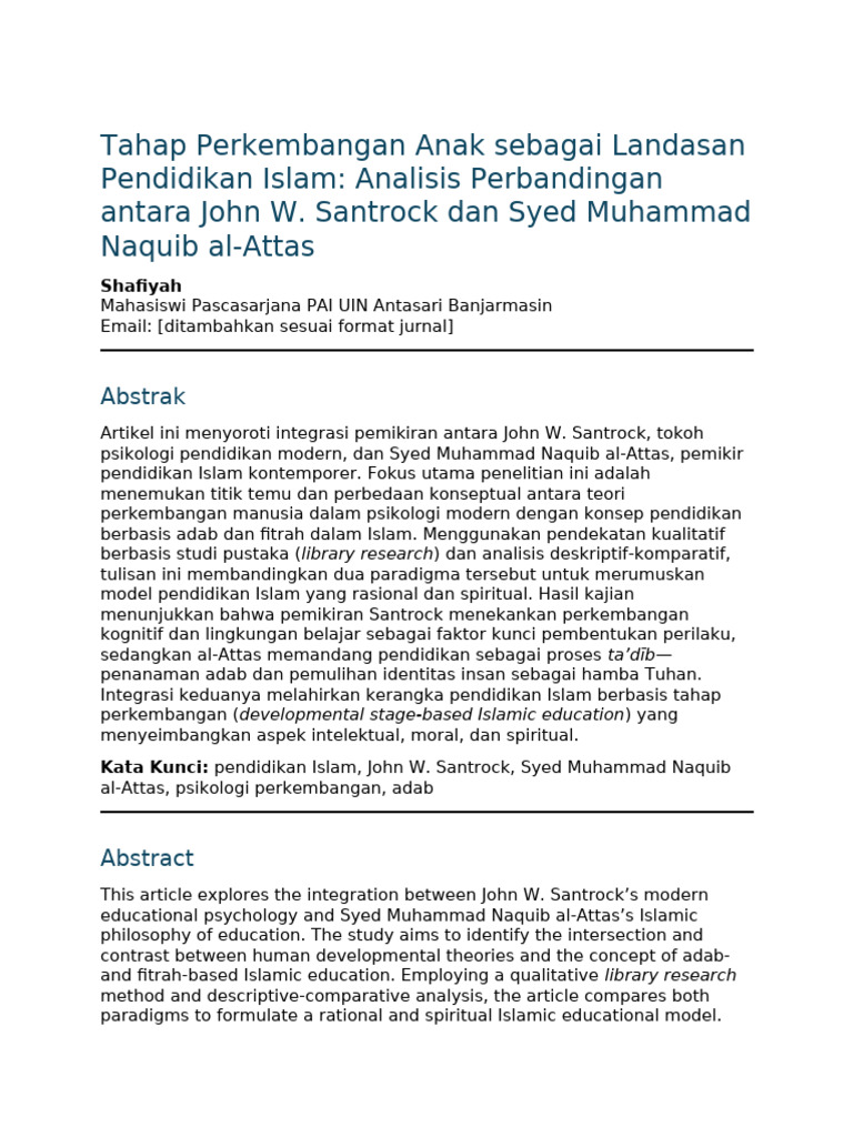 Integrasi Pendidikan Islam dan Psikologi | PDF