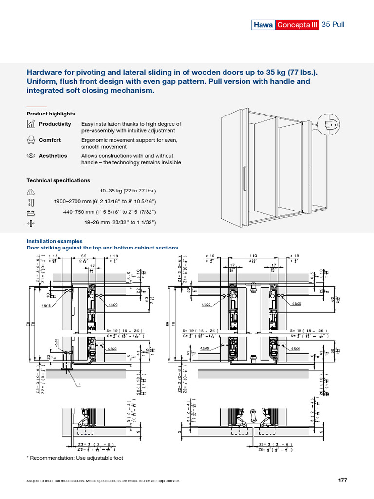 Hawa Concepta III 35 Pull Hardware Guide PDF Door