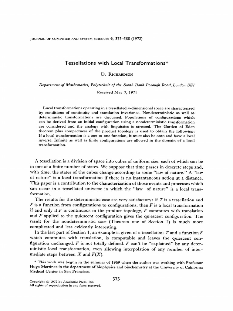 Tessellations With Local Transformations | PDF | Function (Mathematics ...