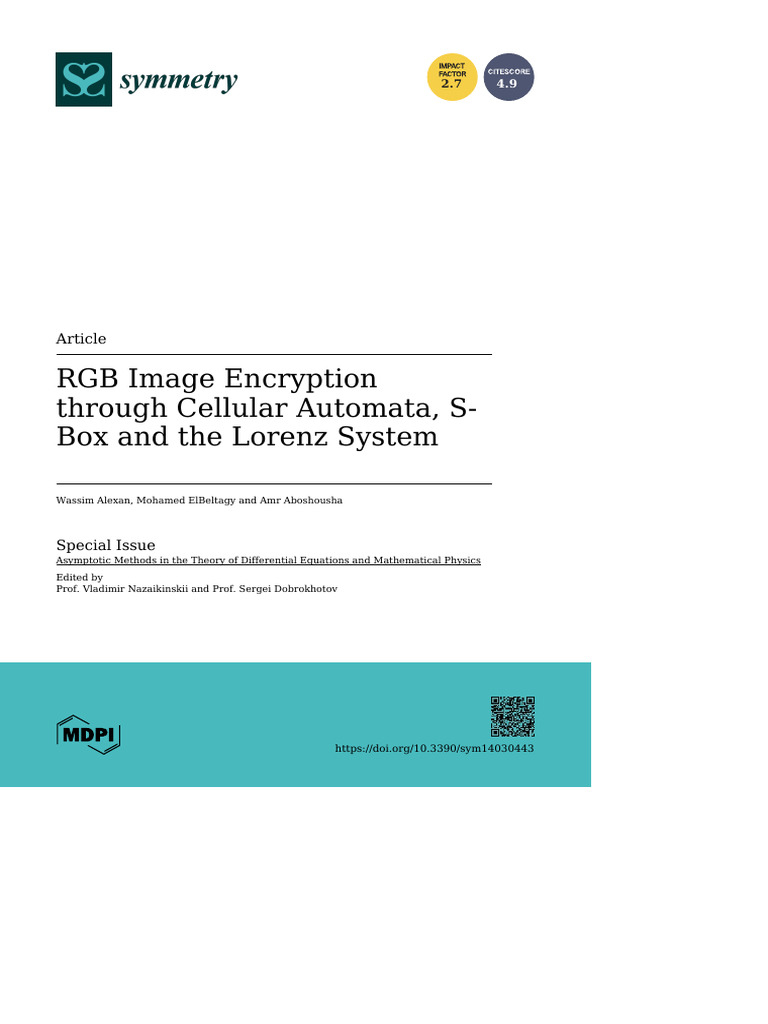 RGB Image Encryption via Cellular Automata | PDF | Cryptography | Chaos ...
